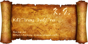 Kálnay Ivána névjegykártya